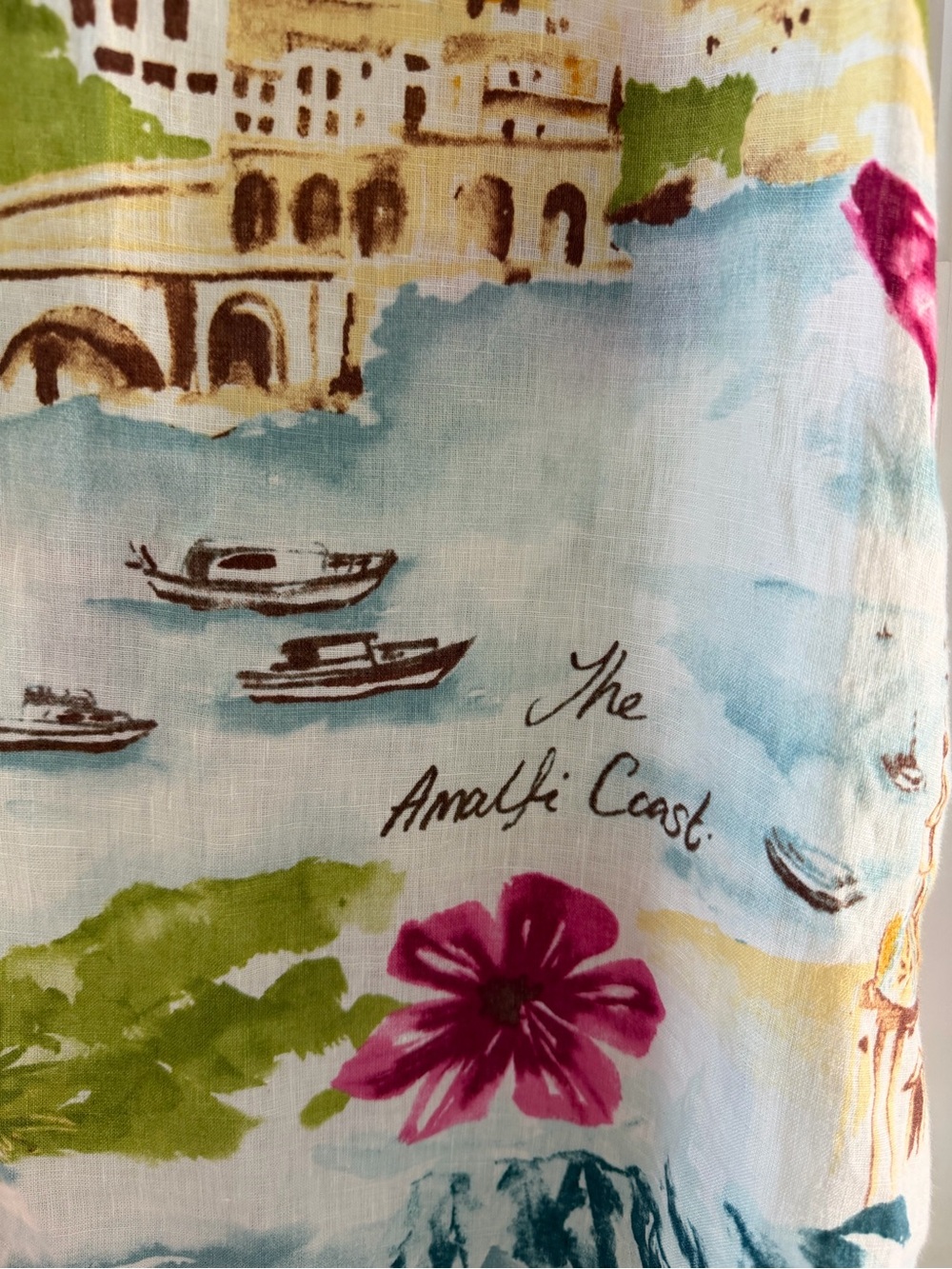 Cynthia Rowley Coastal Floral Linen Shift Dress Pockets Fuschia, Blue & Green - Picture 3 of 4